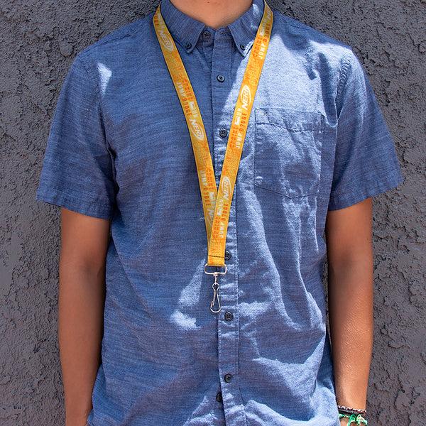 Buckle Down Lanyard - 1.0" - NERF Action Verbiage Collage Yellows/Orange/White