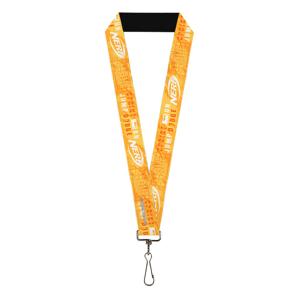 buckle down Lanyard - 1.0" - NERF Action Verbiage Collage Yellows/Orange/White