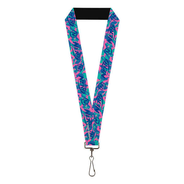buckle down Lanyard - 1.0" - NERF Logo and Icon Camo Blues/Pinks