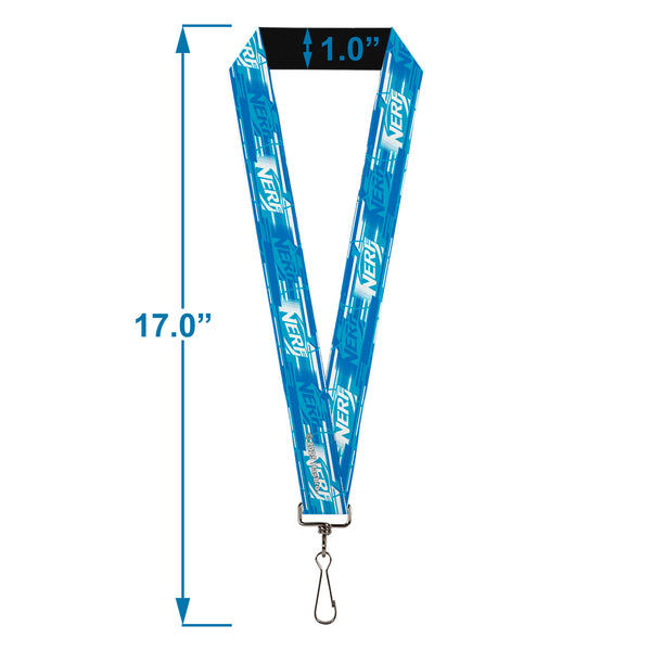 Buckle Down Lanyard - 1.0" - NERF Logo Streaks Blues/White