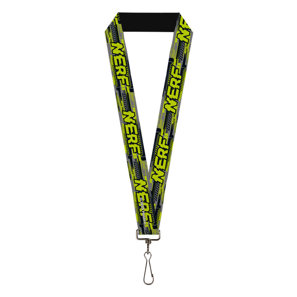 buckle down Lanyard - 1.0" - NERF Text Glitch Logo Gray/Yellow/Black