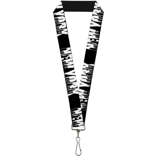 buckle down Lanyard - 1.0" - NEW YORK Bold Skyline Silhouette Black White Black
