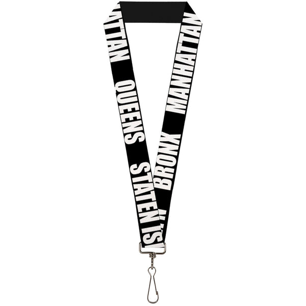 buckle down Lanyard - 1.0" - New York's Five Burroughs Bold Black White