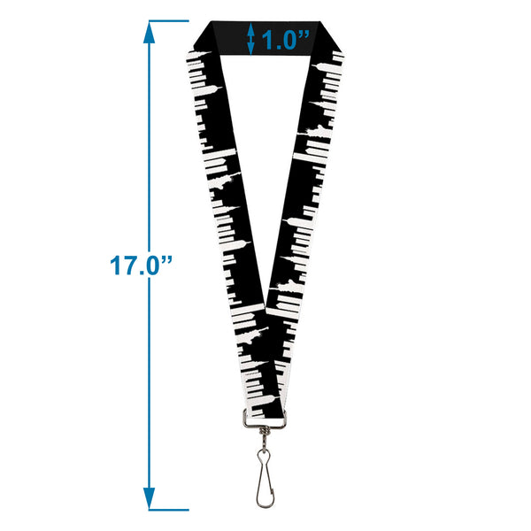 Buckle Down Lanyard - 1.0" - New York Solid Skyline Black White
