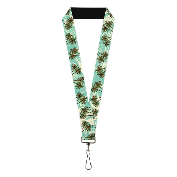 buckle down Lanyard - 1.0" - Palm Trees Swaying Tan Teal
