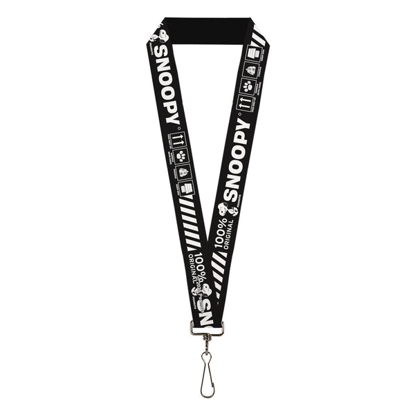 buckle down Lanyard - 1.0" - Peanuts SNOOPY Care Symbols 100% ORIGINAL Black/White