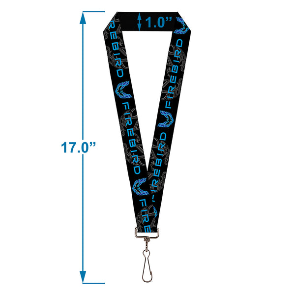 Buckle Down Lanyard - 1.0" - Pontiac FIREBIRD Logo Black Grays Blues