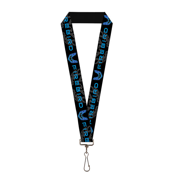 buckle down Lanyard - 1.0" - Pontiac FIREBIRD Logo Black Grays Blues