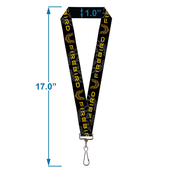 Buckle Down Lanyard - 1.0" - Pontiac FIREBIRD Logo Black Grays Golds