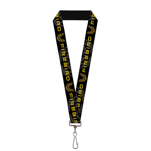 buckle down Lanyard - 1.0" - Pontiac FIREBIRD Logo Black Grays Golds