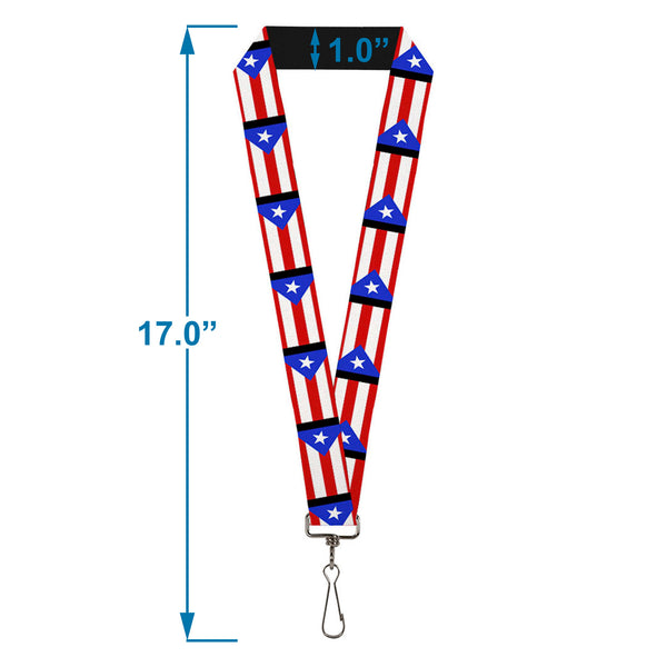 Buckle Down Lanyard - 1.0" - Puerto Rico Flag Repeat Black