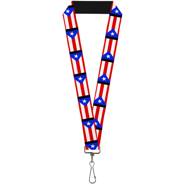 buckle down Lanyard - 1.0" - Puerto Rico Flag Repeat Black