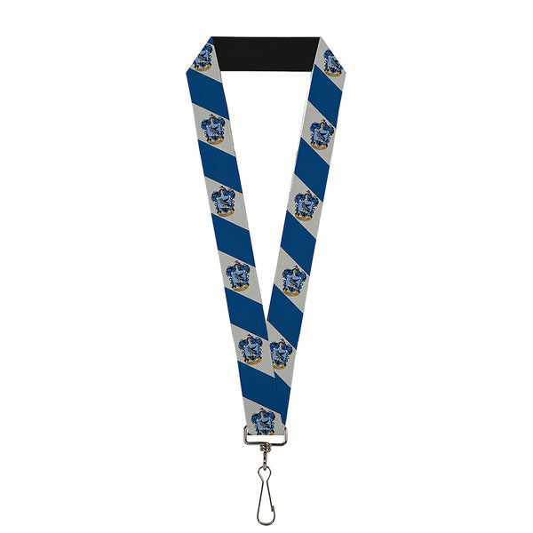 buckle down Lanyard - 1.0" - RAVENCLAW Crest Diagonal Stripe Gray Blue