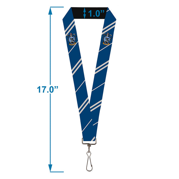 Buckle Down Lanyard - 1.0" - RAVENCLAW Crest Stripe Blue Gray