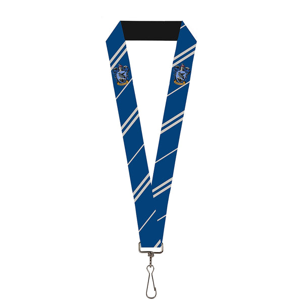 buckle down Lanyard - 1.0" - RAVENCLAW Crest Stripe Blue Gray
