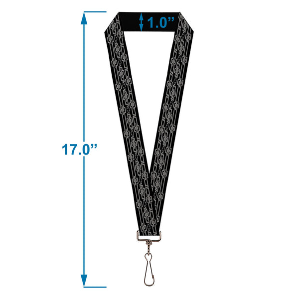Buckle Down Lanyard - 1.0" - Retro Chevy Bowtie Monogram Black Gray