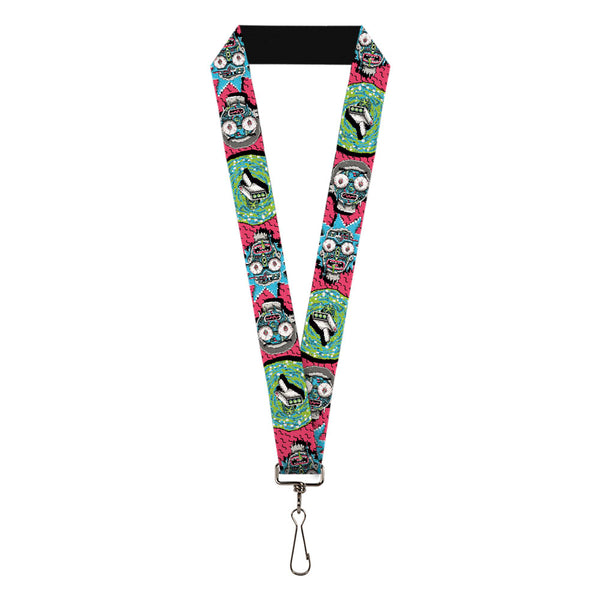 buckle down Lanyard - 1.0" - Rick and Morty Circuit Faces Portal Gun Pixelverse Pink