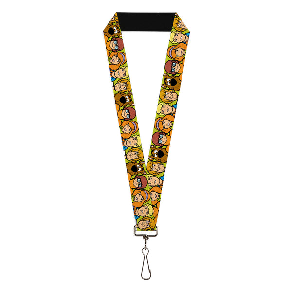 buckle down Lanyard - 1.0" - Scooby Doo Character Faces Close-Up Green