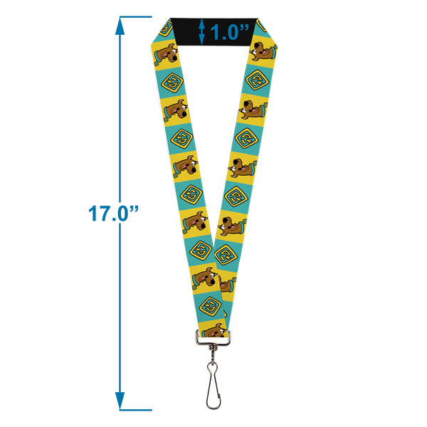 Buckle Down Lanyard - 1.0" - Scooby Doo Pose And Dog Tag Blocks Yellow/Blue