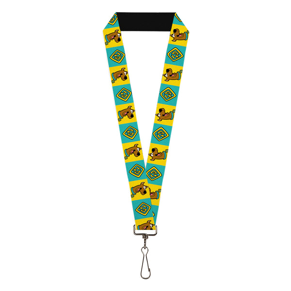 buckle down Lanyard - 1.0" - Scooby Doo Pose and Dog Tag Blocks Yellow/Blue