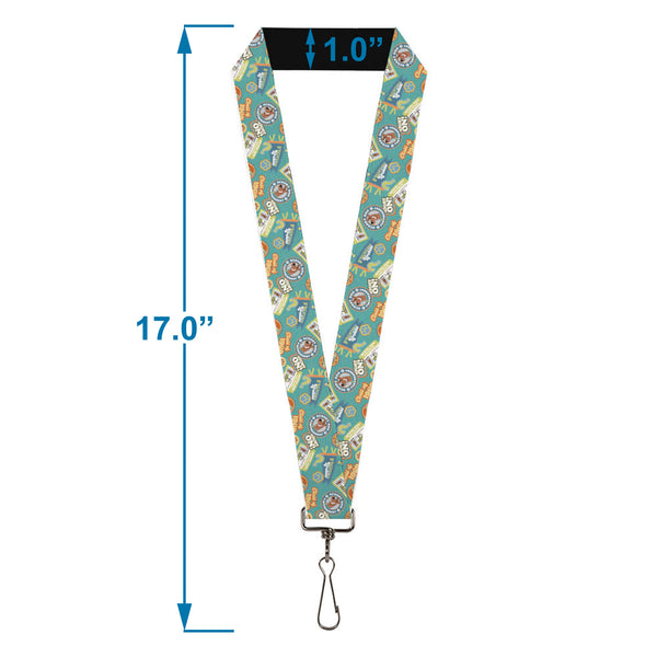 Buckle Down Lanyard - 1.0" - Scooby Doo School Spirit Collage Blue