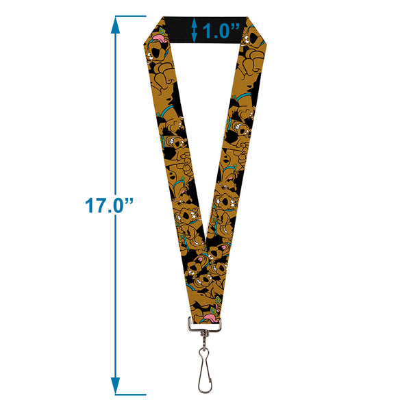 Buckle Down Lanyard - 1.0" - Scooby Doo Stacked CLOSE-UP Black