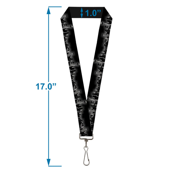 Buckle Down Lanyard - 1.0" - Seattle Vivid Skyline Black White