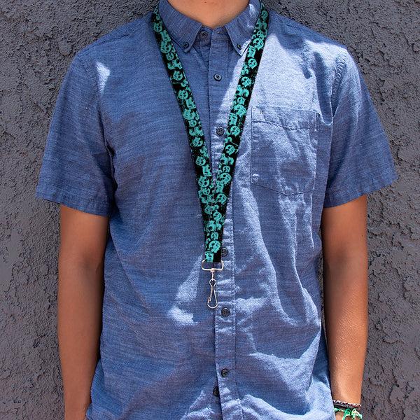 Buckle Down Lanyard - 1.0" - Skulls Stacked Weathered Black Teal