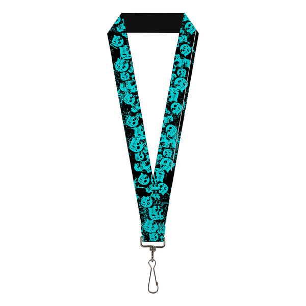 buckle down Lanyard - 1.0" - Skulls Stacked Weathered Black Teal