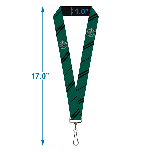 Buckle Down Lanyard - 1.0" - Slytherin Crest Stripe Green Black
