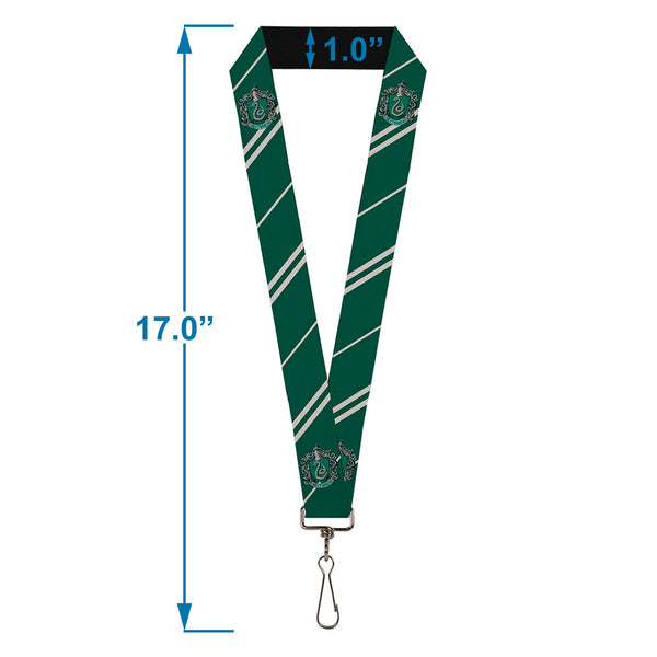 Buckle Down Lanyard - 1.0" - Slytherin Crest Stripe5 Green Gray