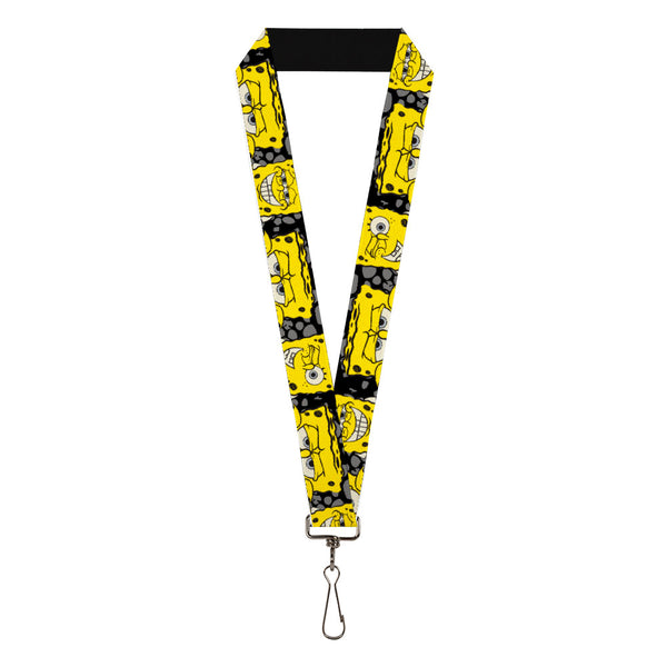 buckle down Lanyard - 1.0" - SpongeBob 4-CLOSE-UP Expressions/Crackle Black/Gray/Yellow