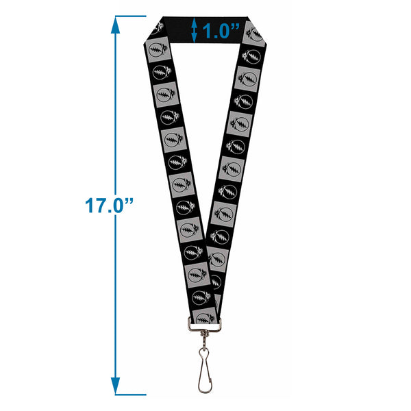 Buckle Down Lanyard - 1.0" - Steal Your Face Blocks Black White-Gray Black