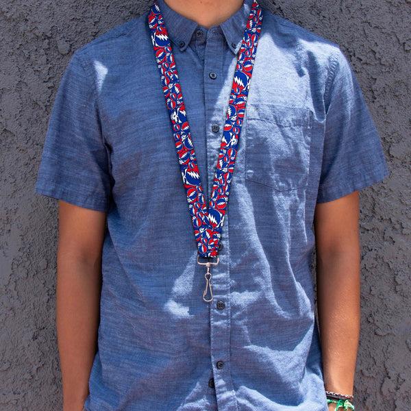 Buckle Down Lanyard - 1.0" - Steal Your Face Stacked Red White Blue
