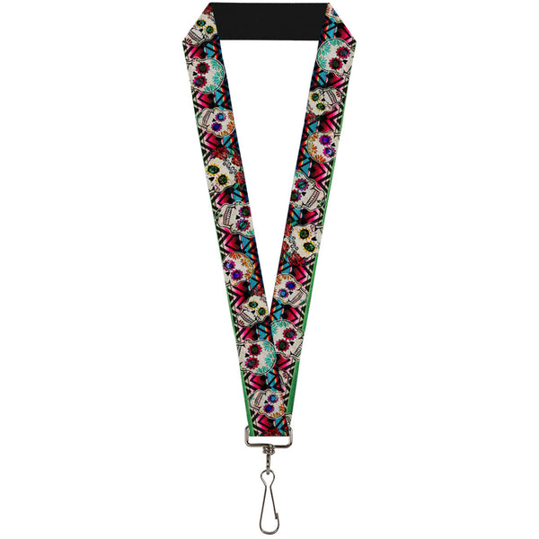 buckle down Lanyard - 1.0" - Sugar Skulls Zarape Multi Color