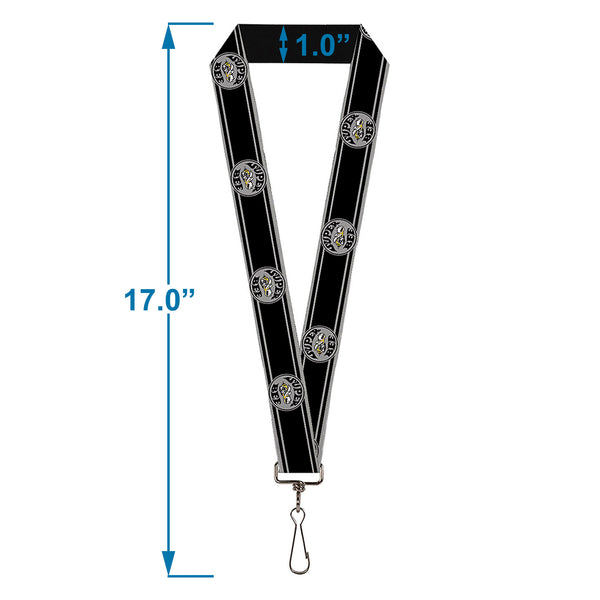 Buckle Down Lanyard - 1.0" - SUPER BEE Logo Stripes Black Gray