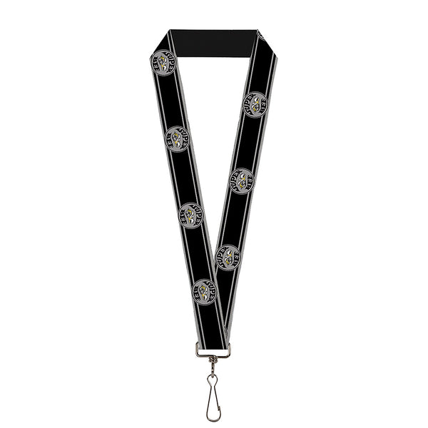buckle down Lanyard - 1.0" - SUPER BEE Logo Stripes Black Gray