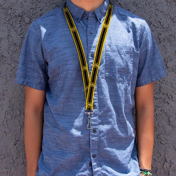 Buckle Down Lanyard - 1.0" - SUPER BEE Logo Stripes Yellow Black White