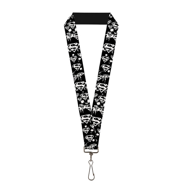 buckle down Lanyard - 1.0" - Superman Shield Splatter Black White