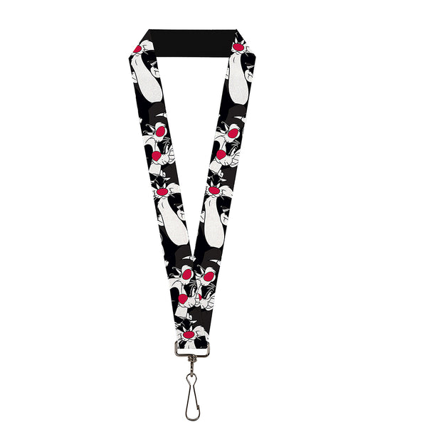 buckle down Lanyard - 1.0" - Sylvester the Cat Poses Stacked Black