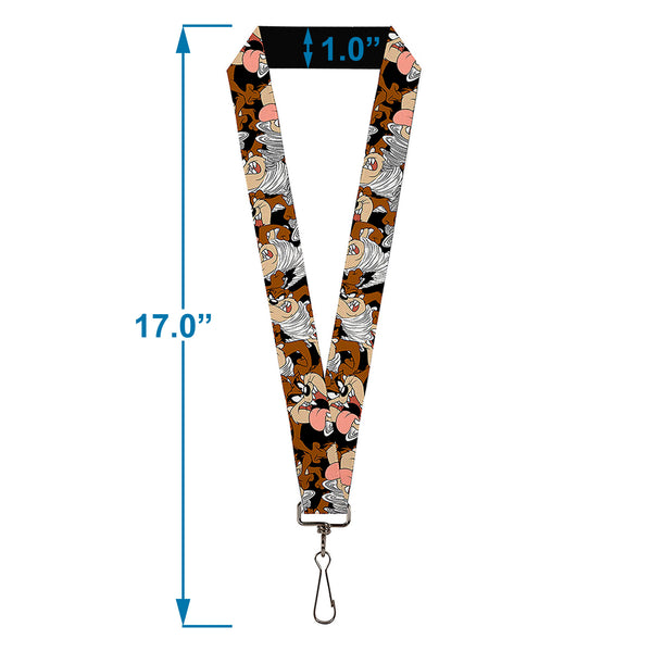 Buckle Down Lanyard - 1.0" - Tasmanian Devil Vortex Poses Stacked Charcoal