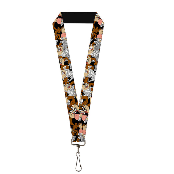 buckle down Lanyard - 1.0" - Tasmanian Devil Vortex Poses Stacked Charcoal