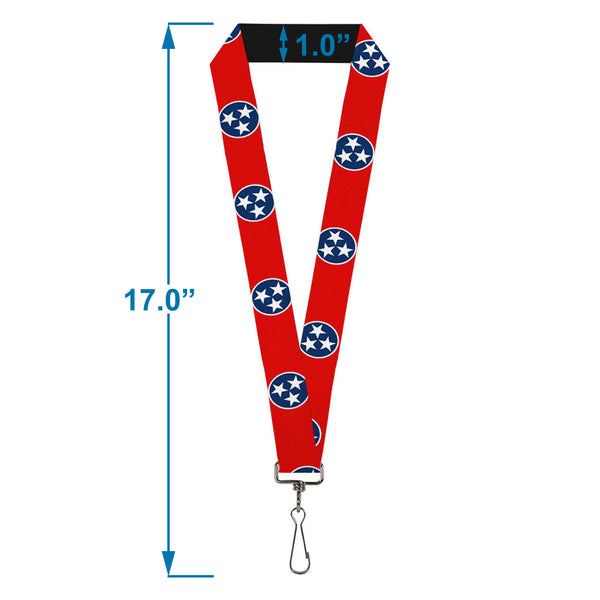 Buckle Down Lanyard - 1.0" - Tennessee Flag Stars Red White Blue