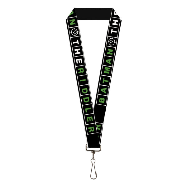 buckle down Lanyard - 1.0" - The Batman Movie Crossword Puzzle Black White Green