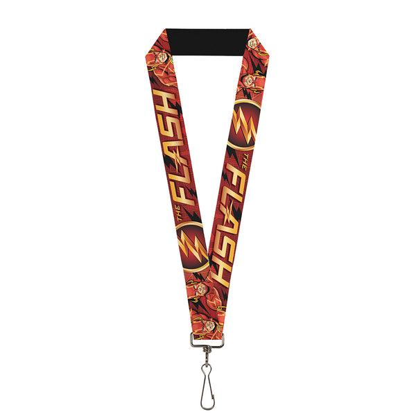 buckle down Lanyard - 1.0" - THE FLASH Logo3 Poses Black Red Gold