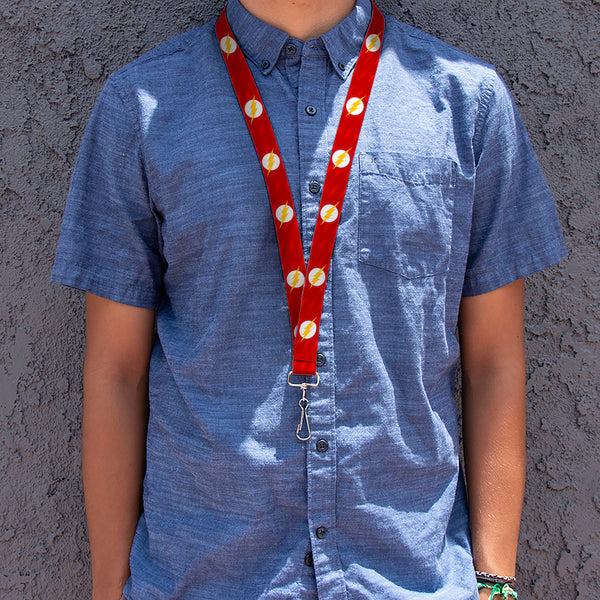 Buckle Down Lanyard - 1.0" - The Flash Logo6 Logo Monogram Reds White Yellow