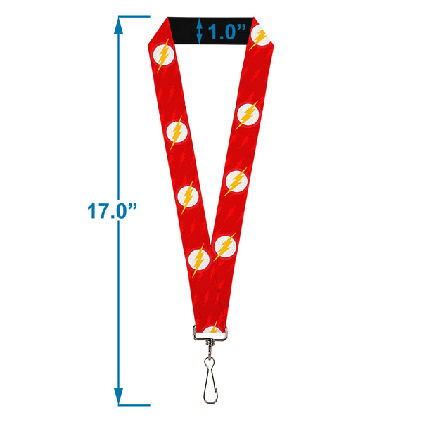 Buckle Down Lanyard - 1.0" - The Flash Logo6 Logo Monogram Reds White Yellow