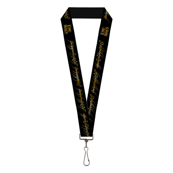 buckle down Lanyard - 1.0" - THE LORD OF THE RINGS One Ring Inscription Black Gold