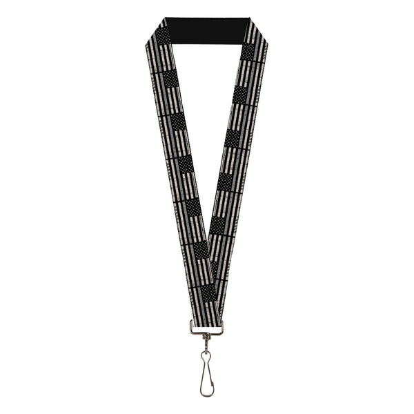 buckle down Lanyard - 1.0" - Thin Gray Line Flag Weathered Black/Grays