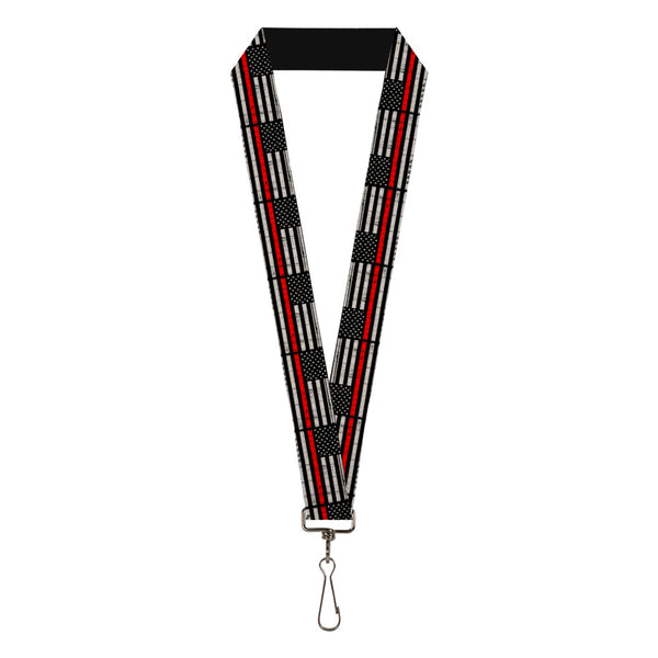 buckle down Lanyard - 1.0" - Thin Red Line Flag Weathered Black/Gray/Red